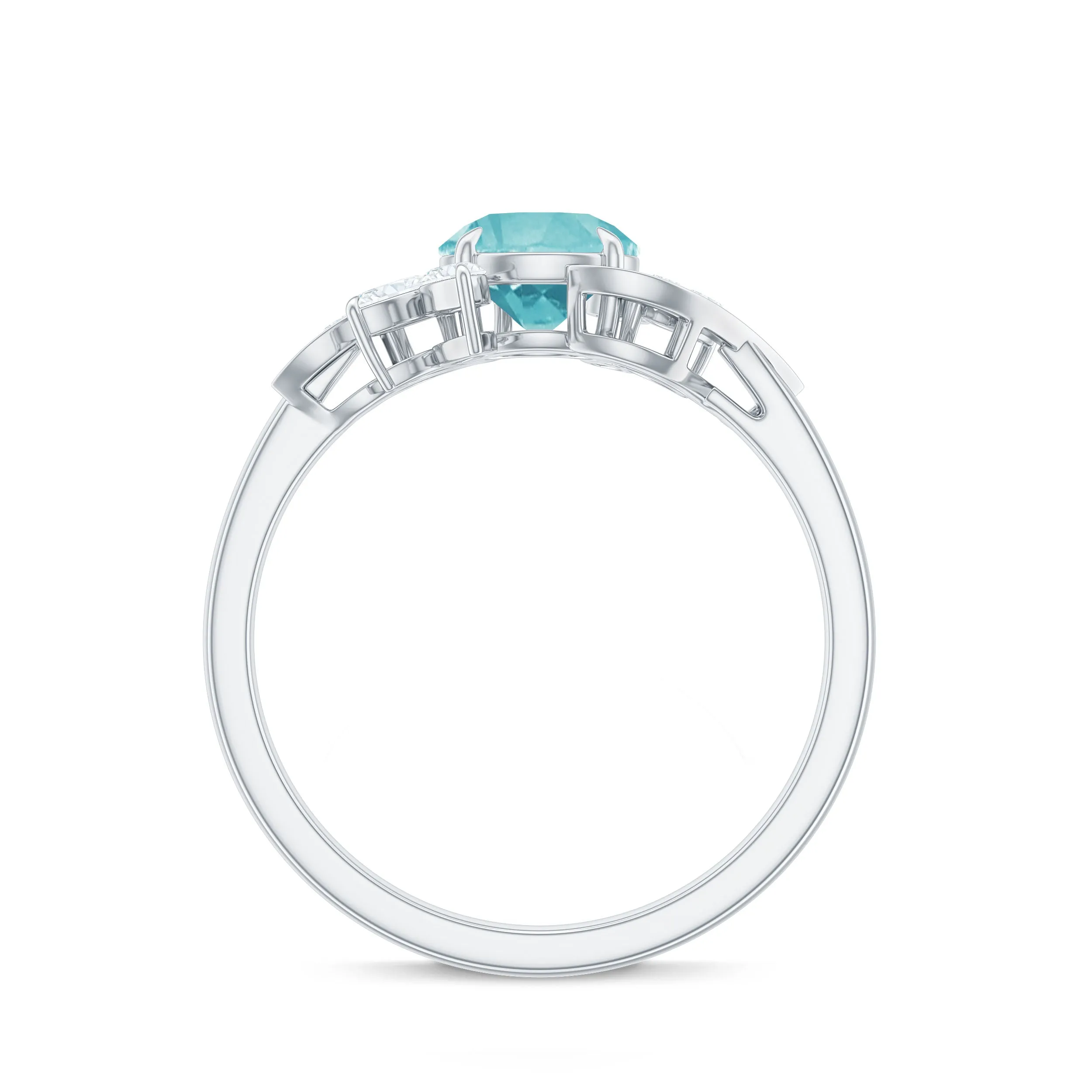 1.75 CT Claw Set Sky Blue Topaz Flower Engagement Ring with Diamond