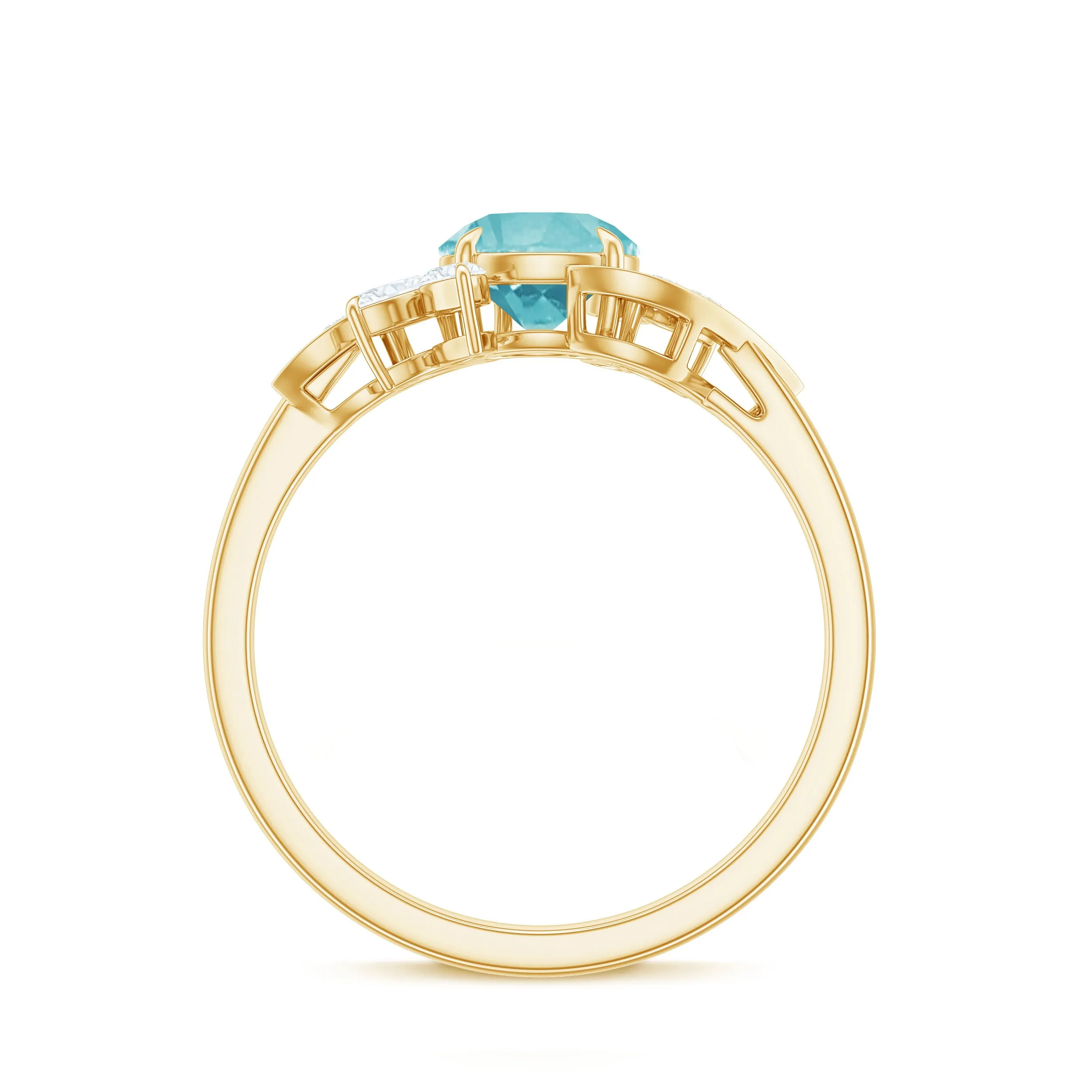 1.75 CT Claw Set Sky Blue Topaz Flower Engagement Ring with Diamond
