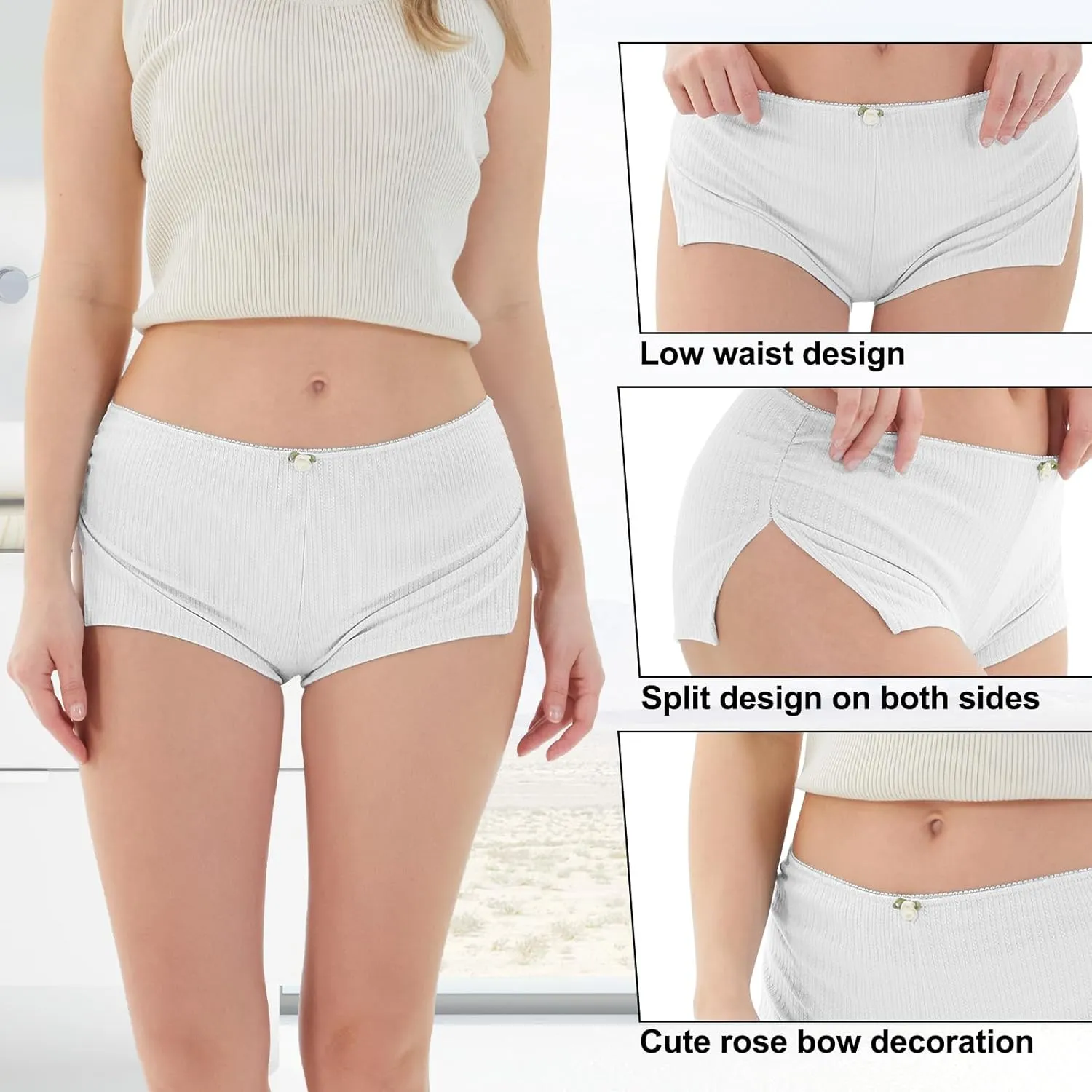 2 Pack Women Y2k Micro Shorts Low Waist Side Slit Mini Lounge Stretch Shorts Pj Bottom