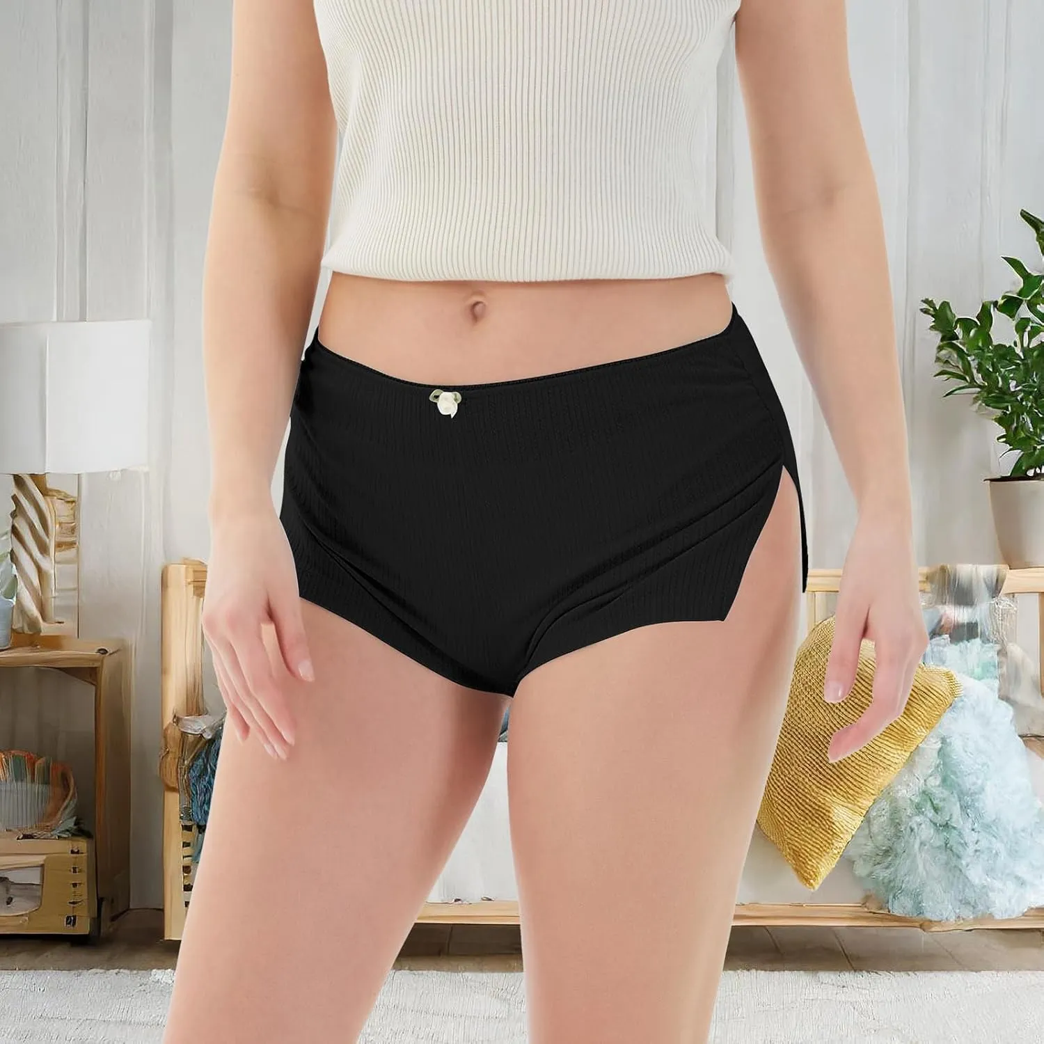 2 Pack Women Y2k Micro Shorts Low Waist Side Slit Mini Lounge Stretch Shorts Pj Bottom