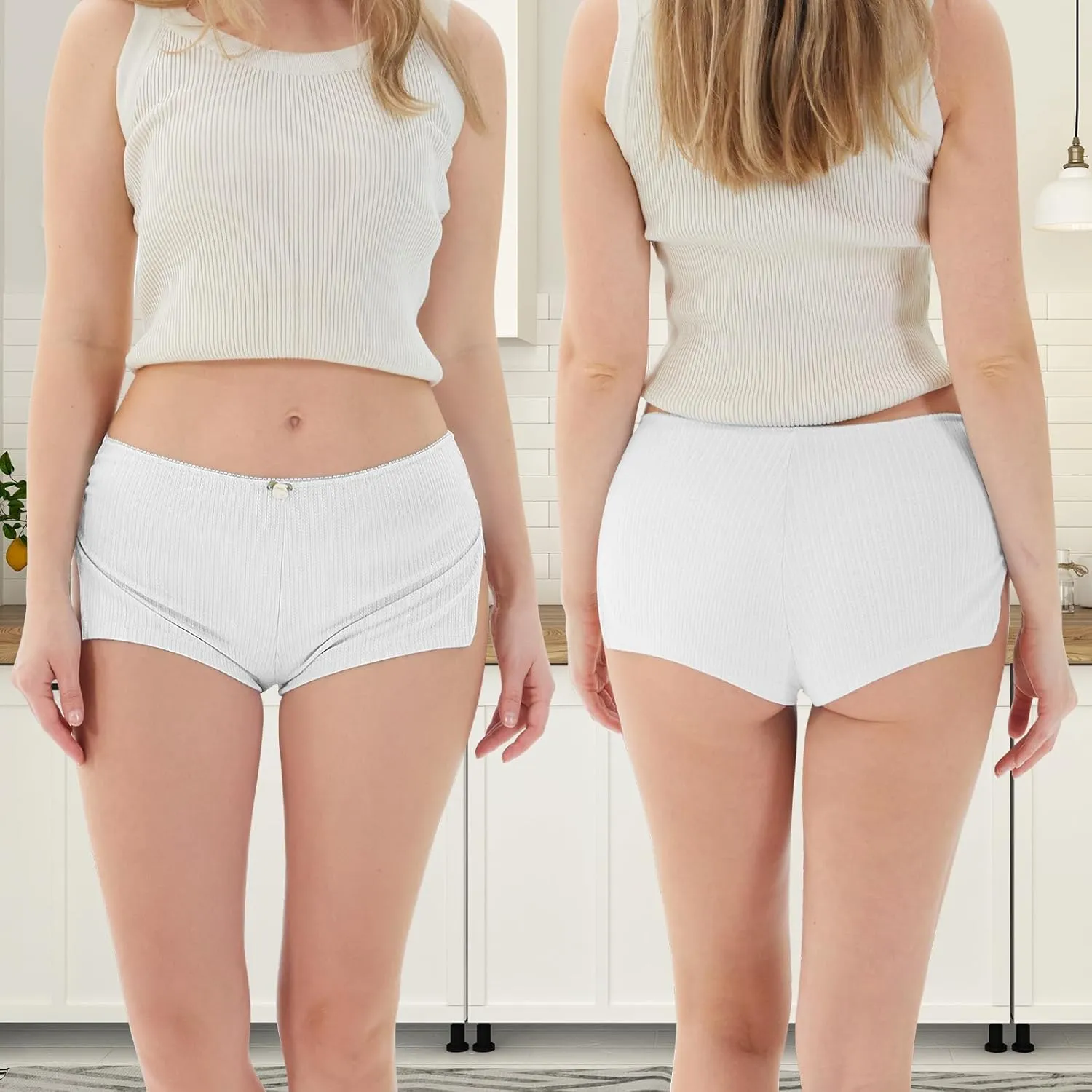 2 Pack Women Y2k Micro Shorts Low Waist Side Slit Mini Lounge Stretch Shorts Pj Bottom