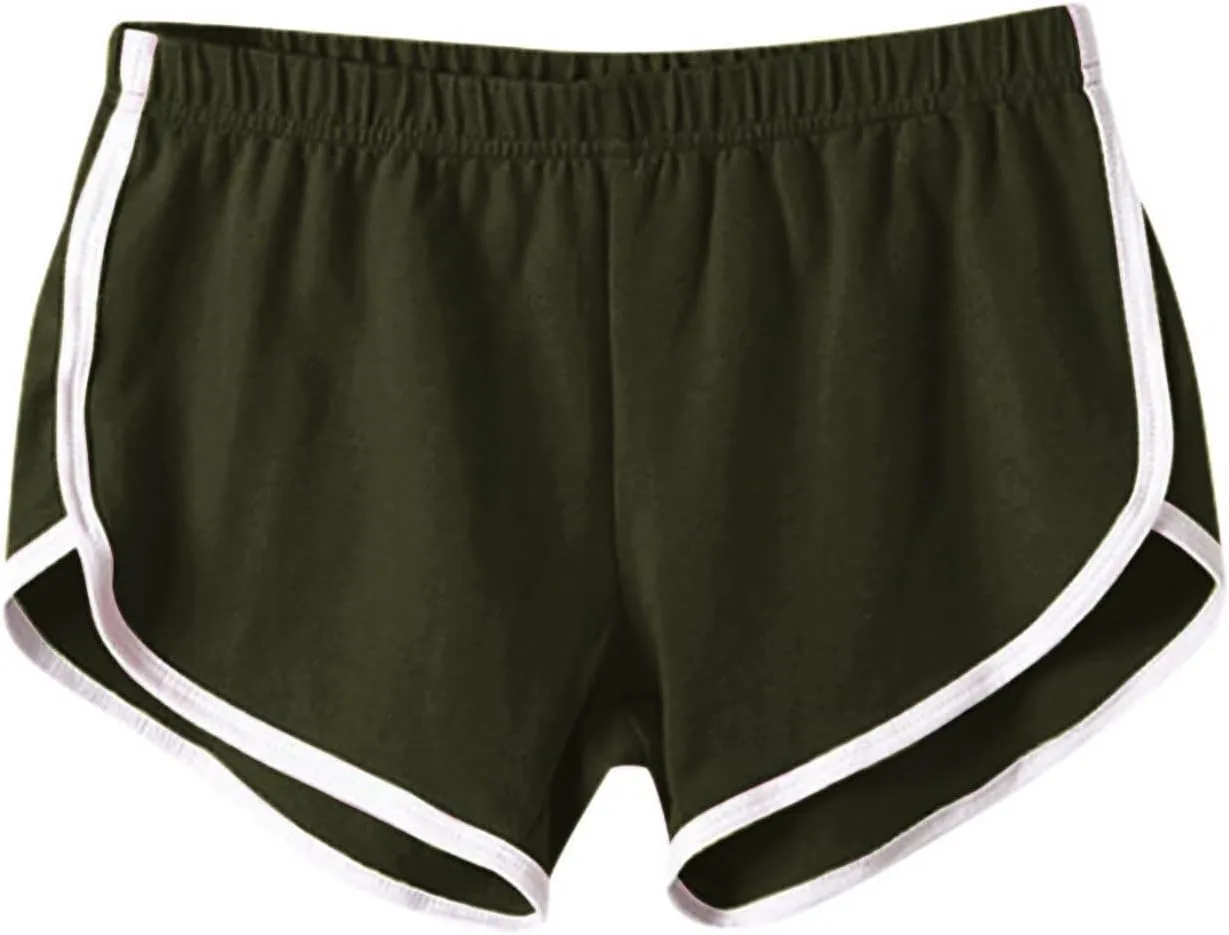 4 Pack Athletic Shorts for Women, Summer Dolphin Yoga Sweat Shorts Elastic Waist Workout Running Cycling Short Pants