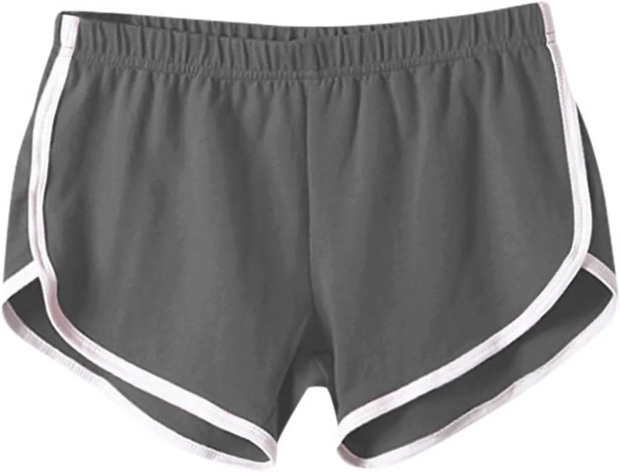 4 Pack Athletic Shorts for Women, Summer Dolphin Yoga Sweat Shorts Elastic Waist Workout Running Cycling Short Pants