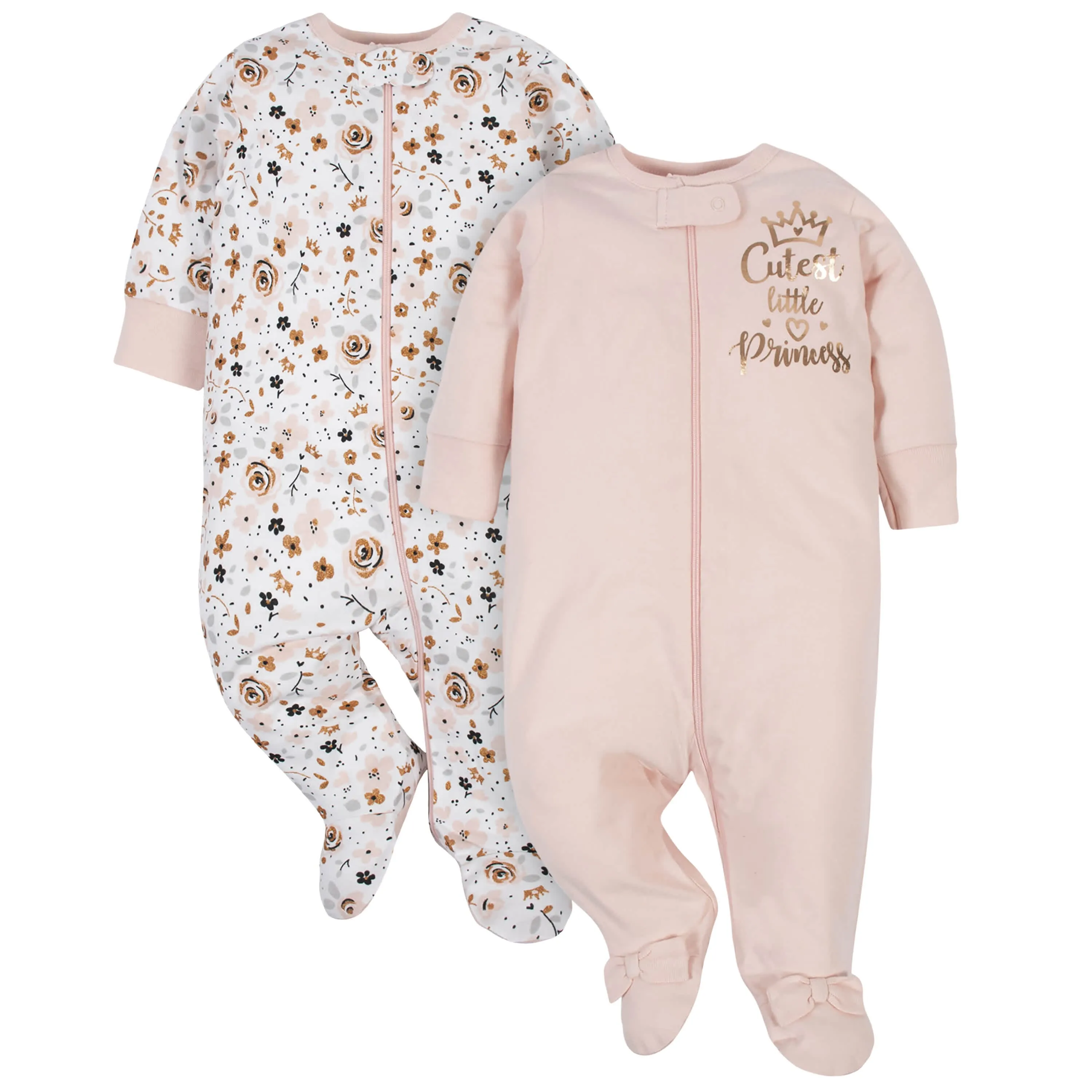 5-Piece Baby Girls Princess Sleep 'N Plays and Caps Set