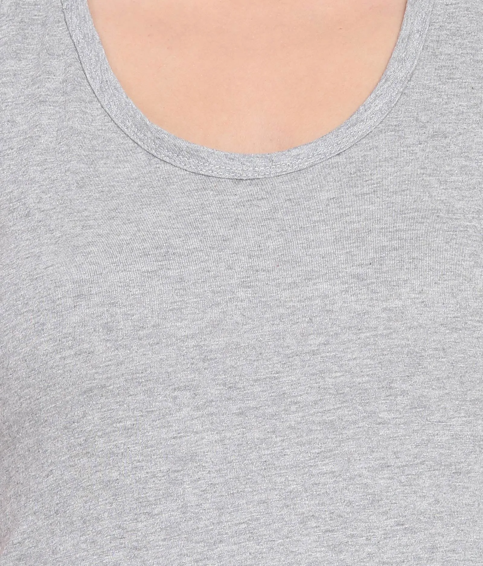 American-Elm Women's Light Grey Cotton Sleeveless Top And Bottom Night Set