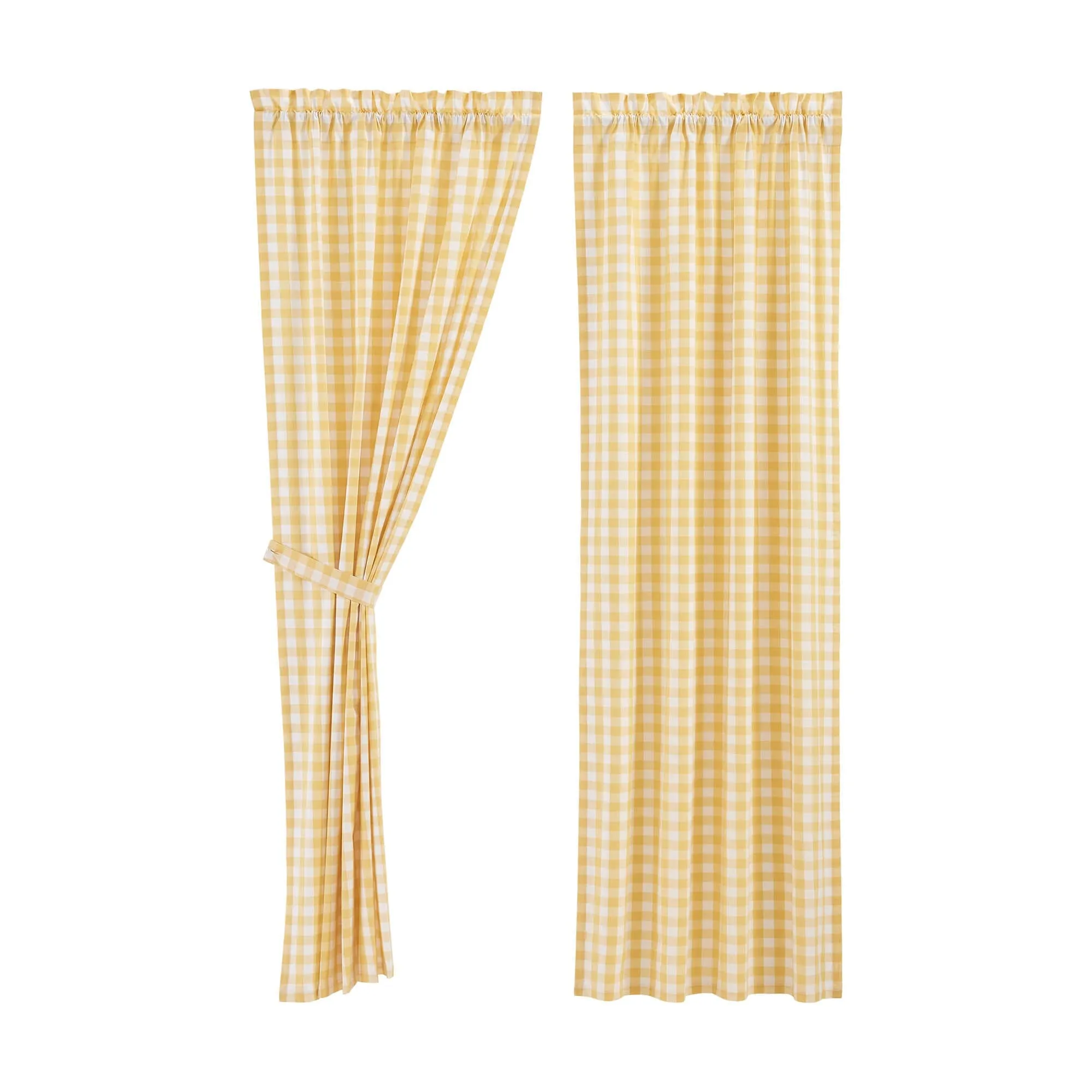 Annie Yellow Buffalo Check Lined Panel Curtains 84"