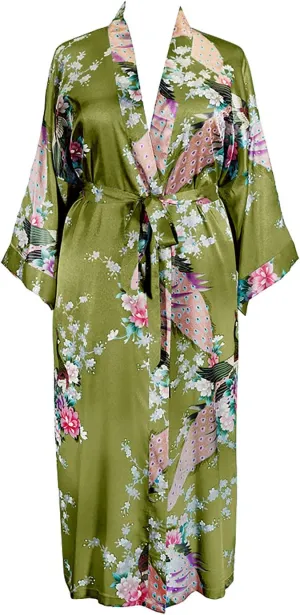 Applesauce - 808V - Plus Size Women's Kimono Long Robe - Vintage Floral (One-Size fits most US 1X 2X 3X)