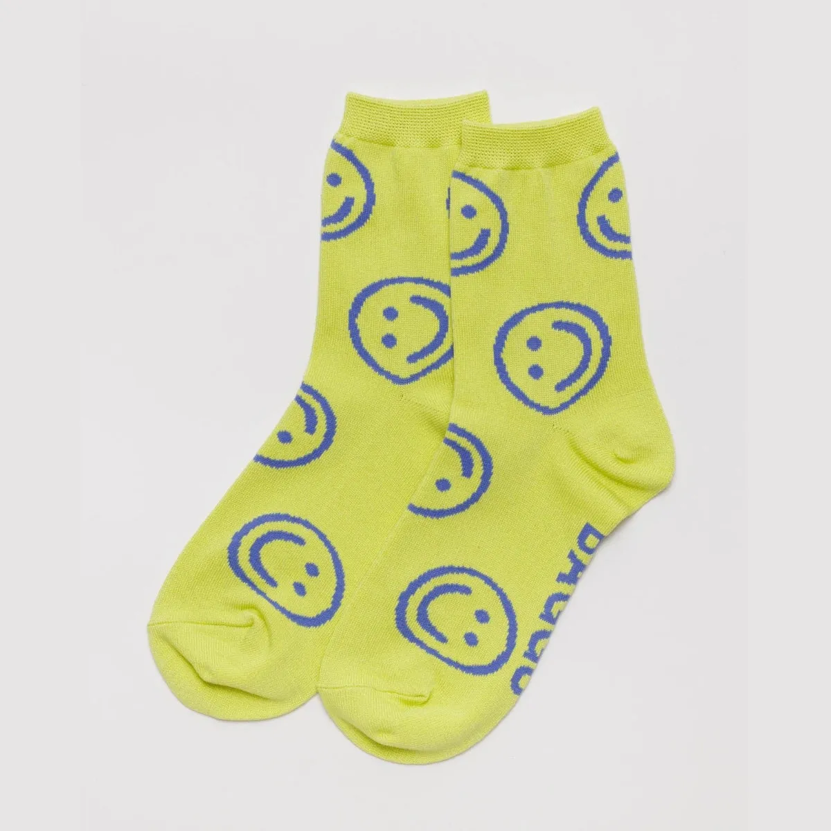 Baggu Crew Sock in Citron Happy