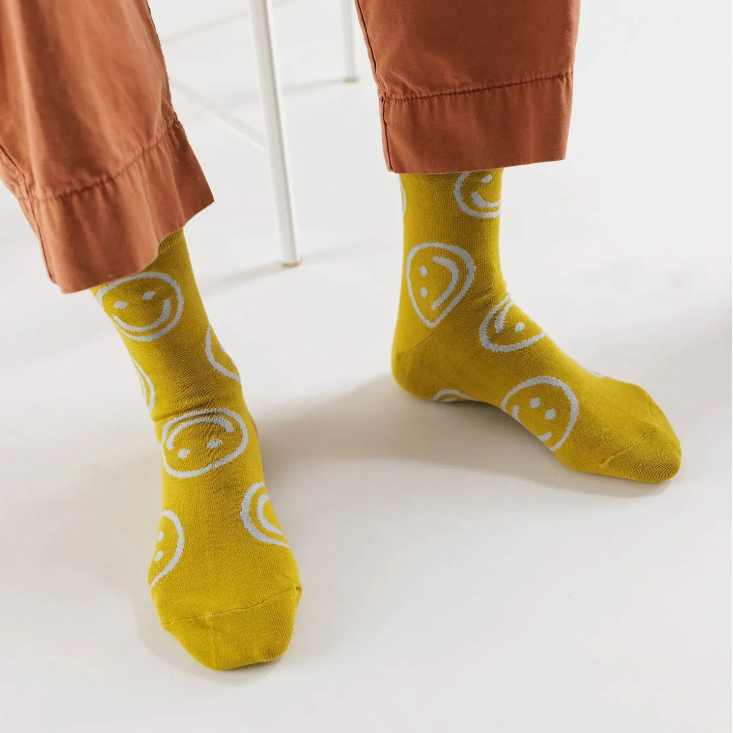 Baggu Crew Socks / Ochre Happy