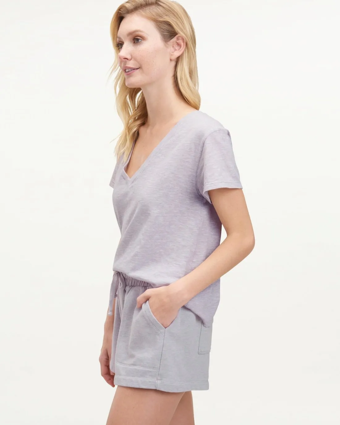 Botanical Dyed V-Neck Short Sleeve Tee