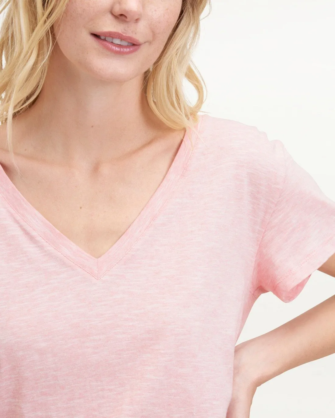 Botanical Dyed V-Neck Short Sleeve Tee