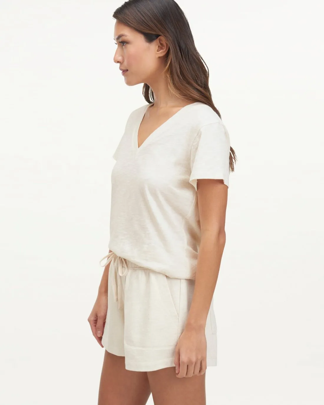 Botanical Dyed V-Neck Short Sleeve Tee