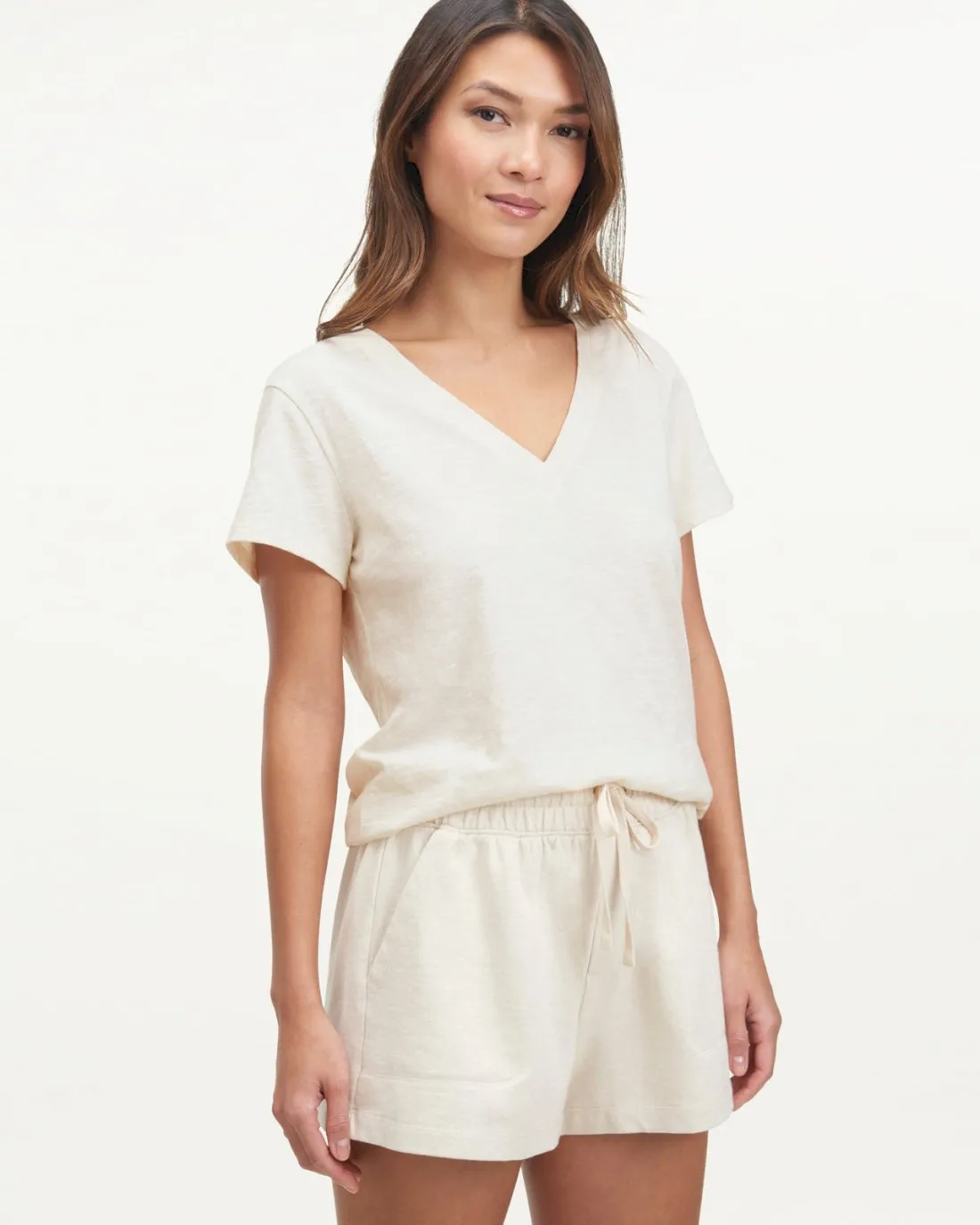 Botanical Dyed V-Neck Short Sleeve Tee