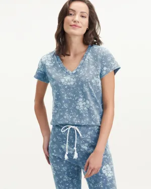 Botanical Floral V-Neck Short Sleeve Tee