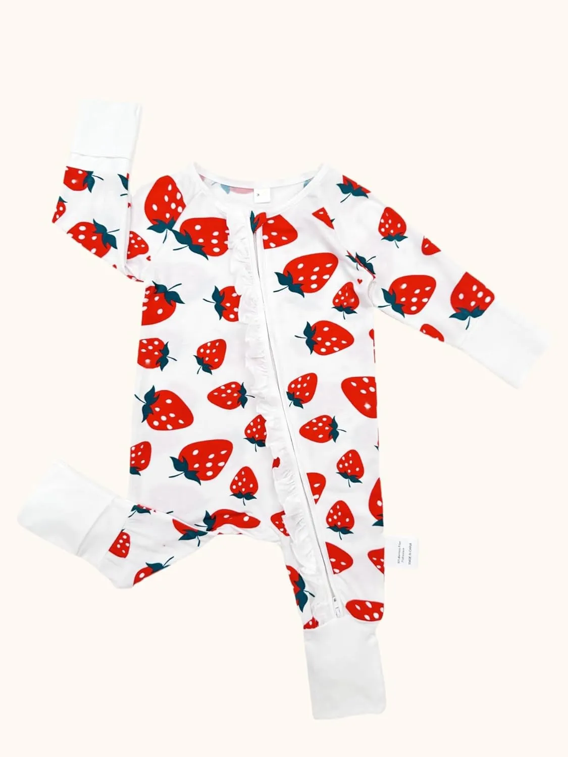 Bow Dream Bamboo Baby Boy Romper Footed Long Sleeve Footies Newborn Girl Clothes Footless with Zipper and Mitten Cuffs