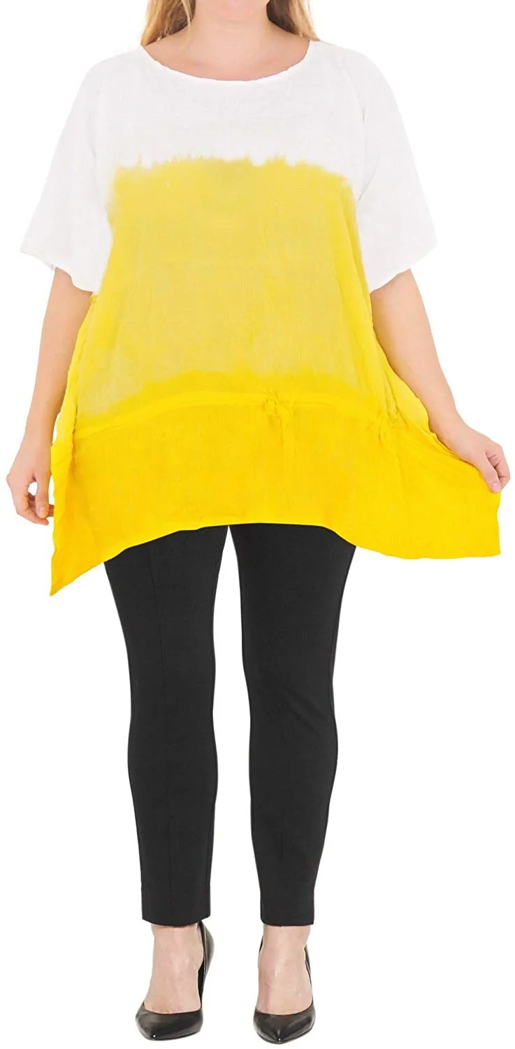 Casual Loose Fit Plus Size Kimono Loose Beachwear Women's Top Yellow 14 - 18