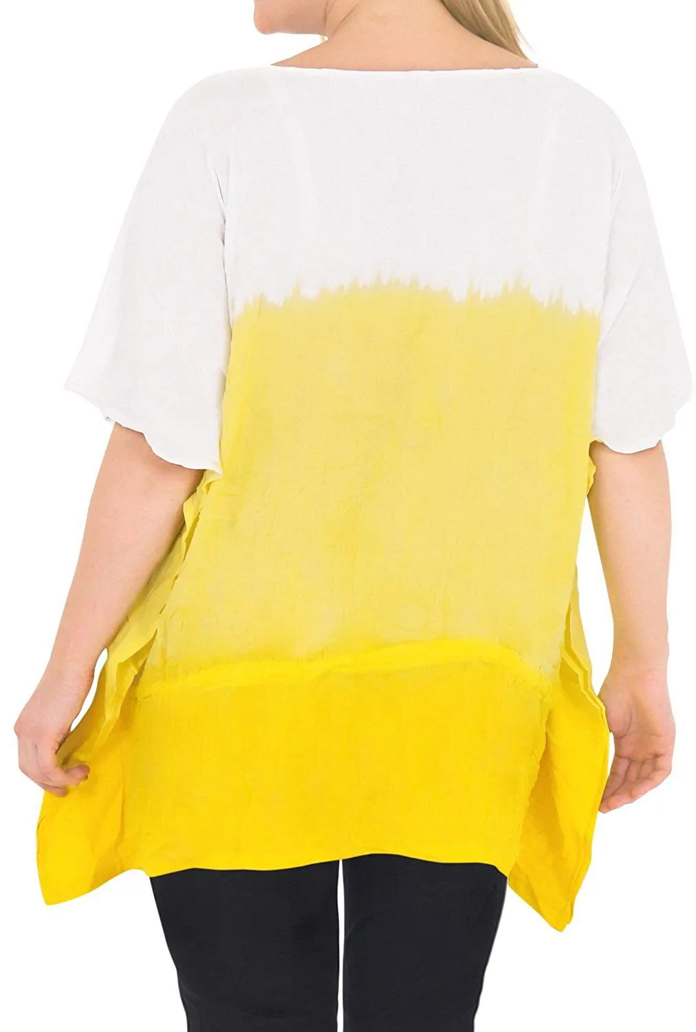 Casual Loose Fit Plus Size Kimono Loose Beachwear Women's Top Yellow 14 - 18