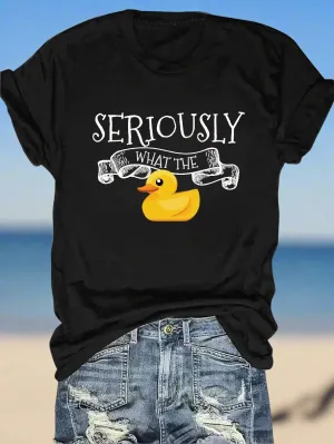 Chic Yellow Duck Print Womens T-Shirt  Soft Cotton Blend
