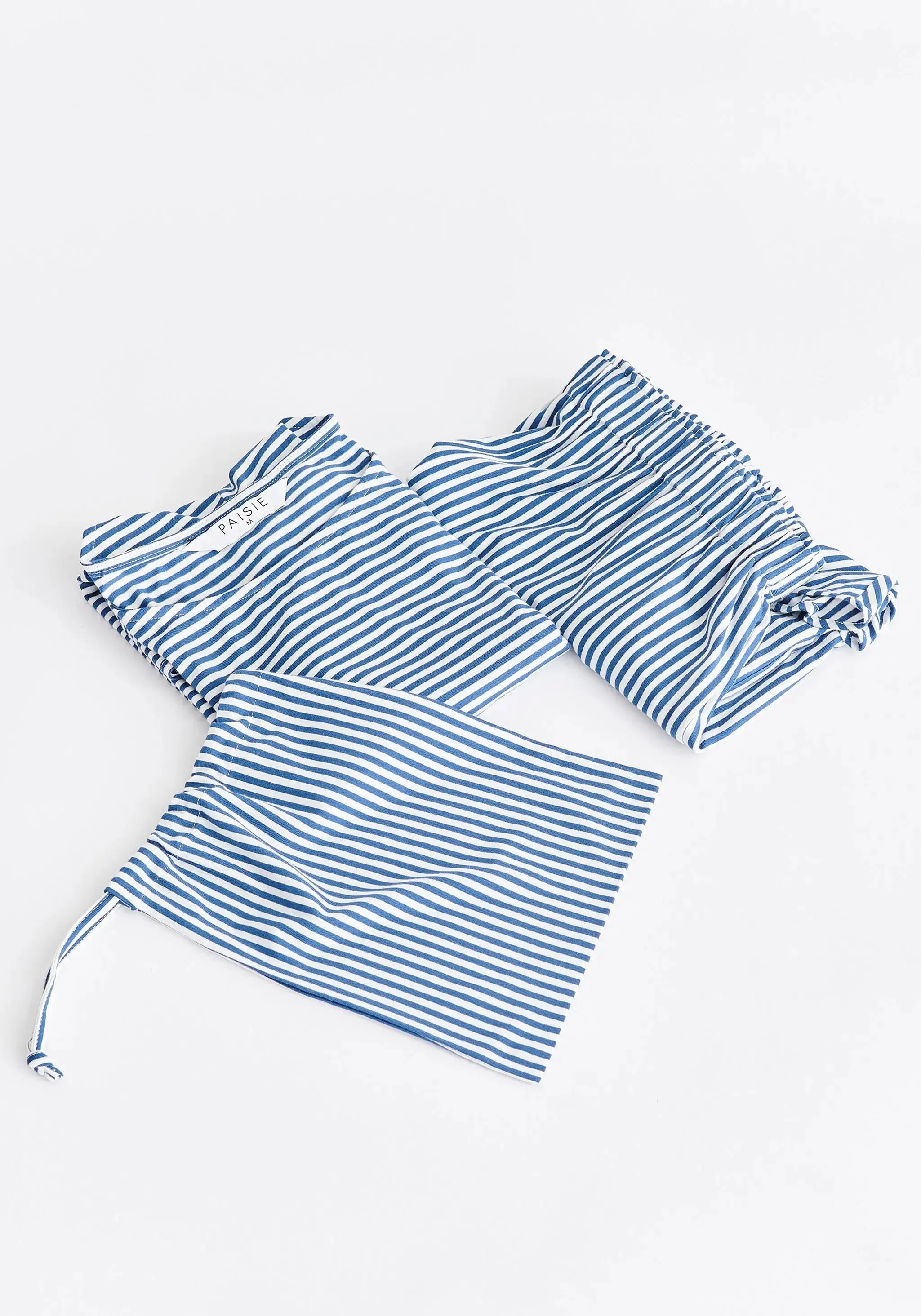 Dark Blue and White Frill Pyjama T-Shirt Set With Matching Overnight Pouch
