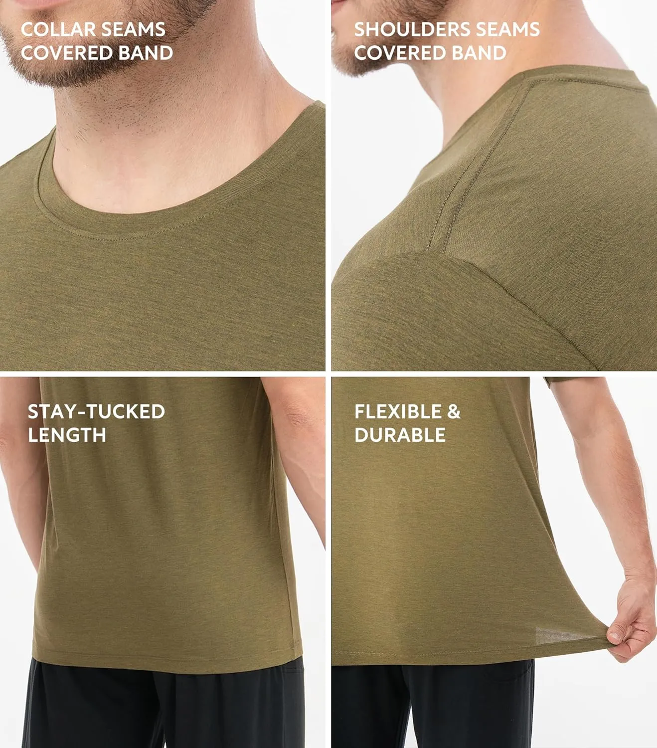 DAVID ARCHY Men's Undershirt Bamboo Rayon Moisture-Wicking Crewneck T-Shirts Stretch Tees for Men, 3 or 5 Pack