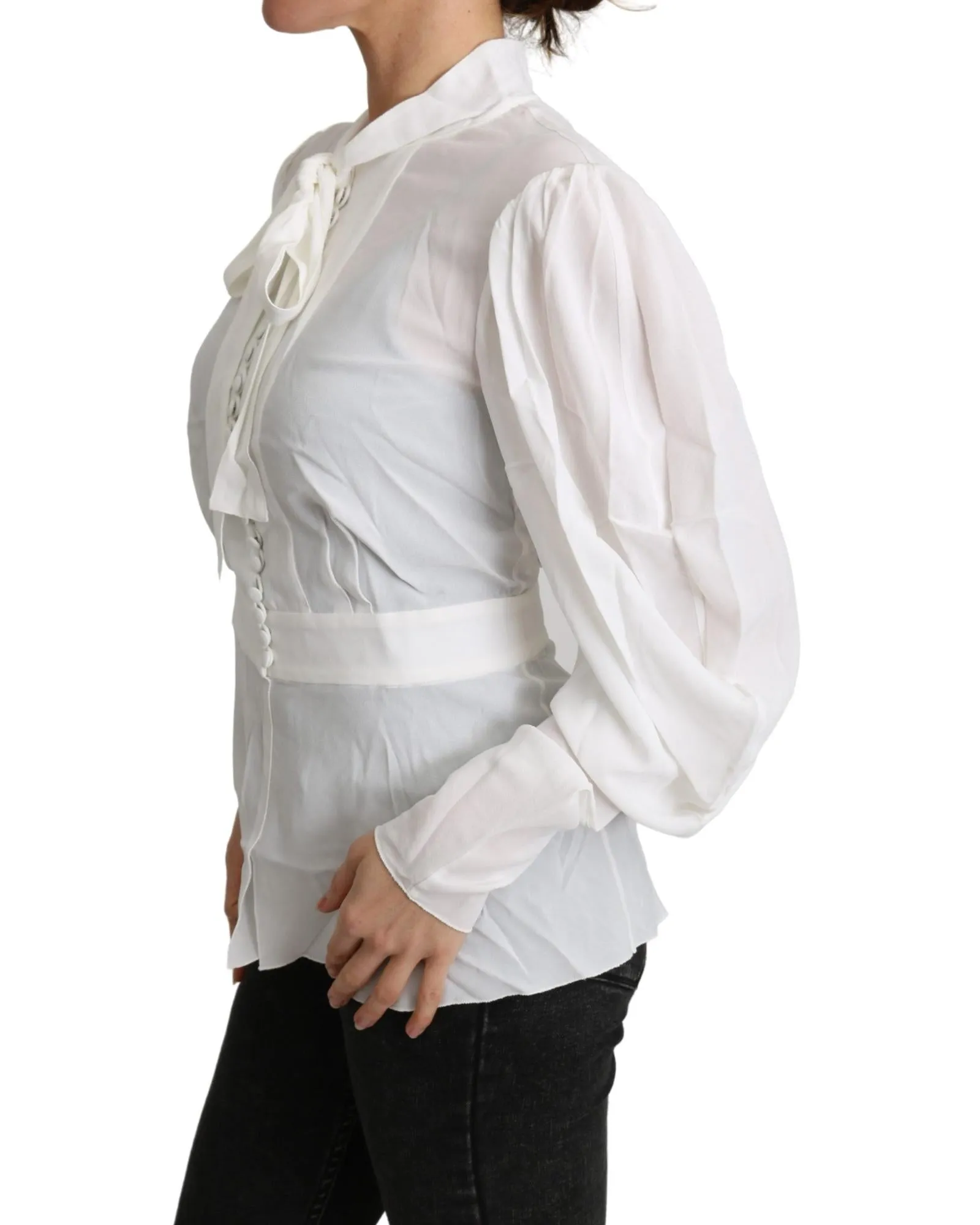 Dolce & Gabbana Women's Silk Blouse with Bow Tie