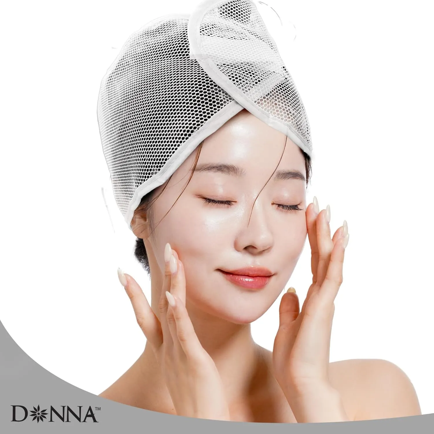 DONNA Argan Mesh Wrap Black Color 1PC - Face Wash Headbands for Women and Make up, Shower Cap