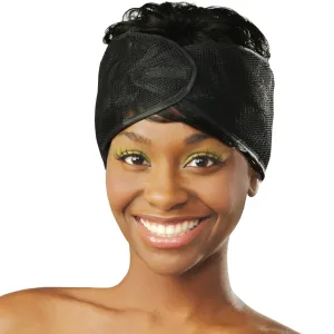 DONNA Argan Mesh Wrap Black Color 1PC - Face Wash Headbands for Women and Make up, Shower Cap
