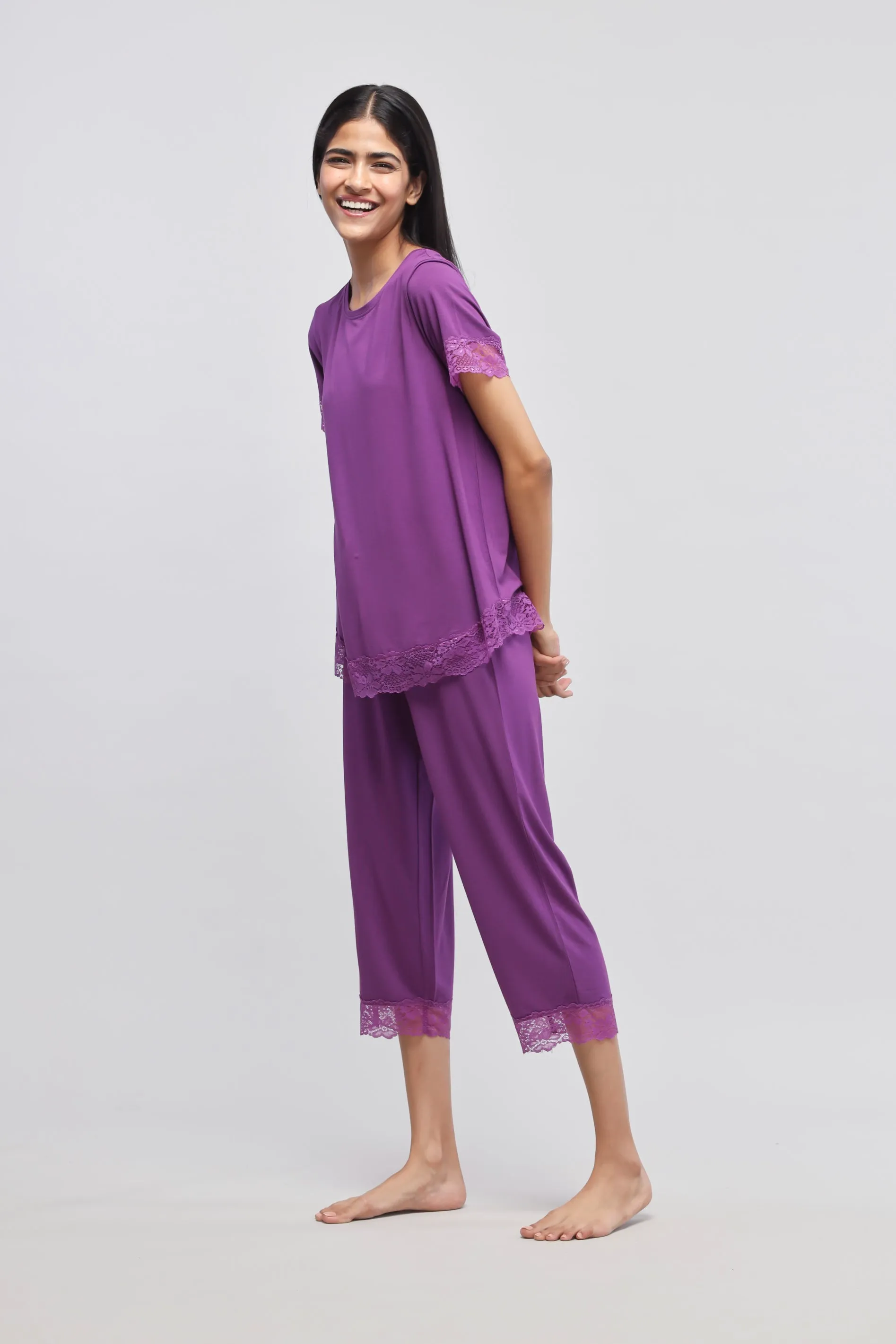 Dreamy Purple Lace Capri