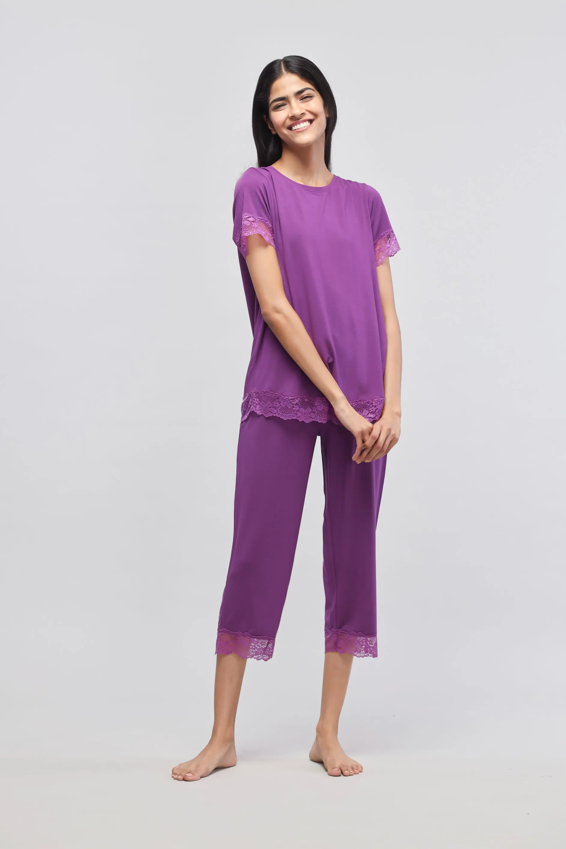 Dreamy Purple Lace Capri