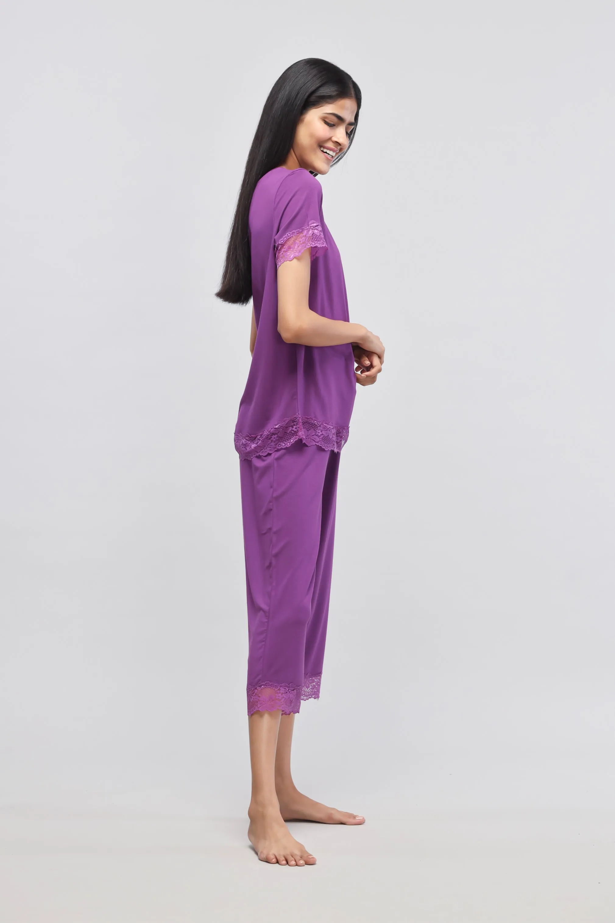 Dreamy Purple Lace Capri