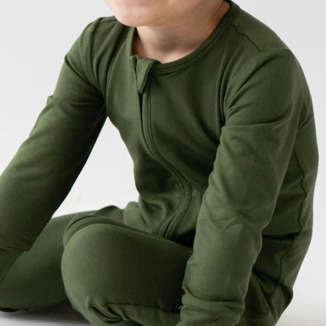 Footless Sleeper with Fold-Over Cuffs - Forest Green