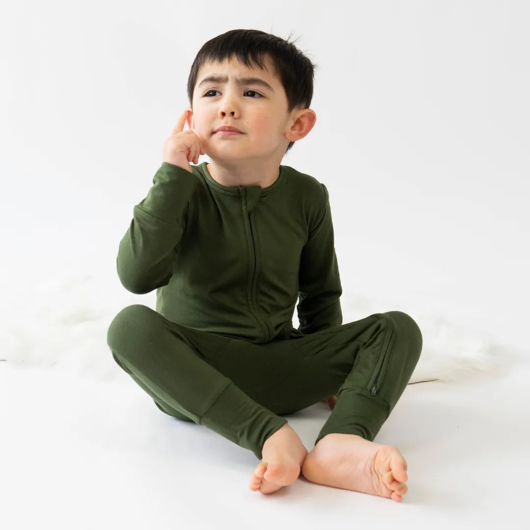 Footless Sleeper with Fold-Over Cuffs - Forest Green