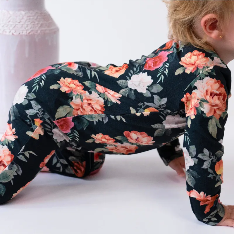 Footless Sleeper with Fold-Over Cuffs - Midnight Blossom
