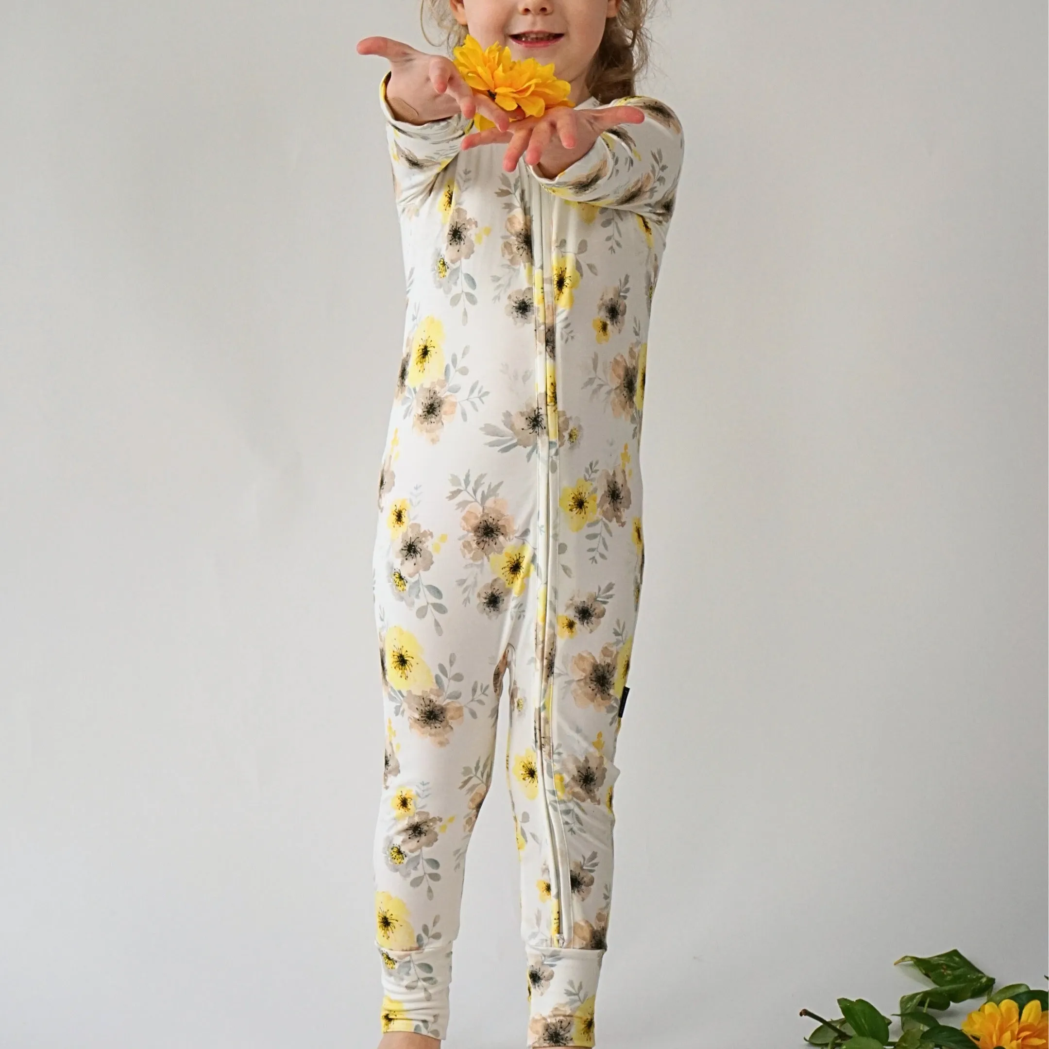 Footless Sleeper with Fold-Over Cuffs - Sunny Meadow