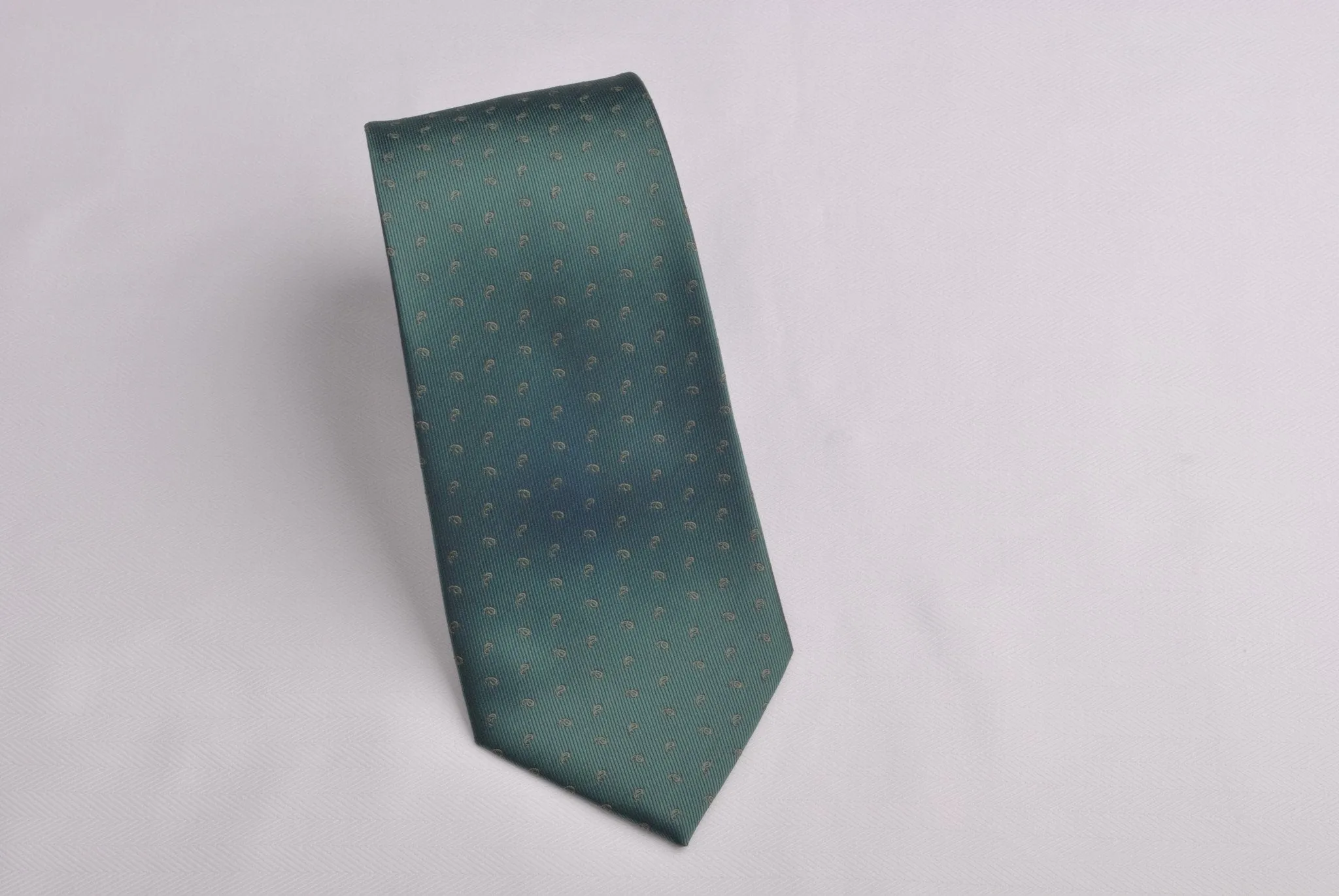 Forest Green Skinny Woven Tie with Paisley Floral Luxury Fashion 3"
