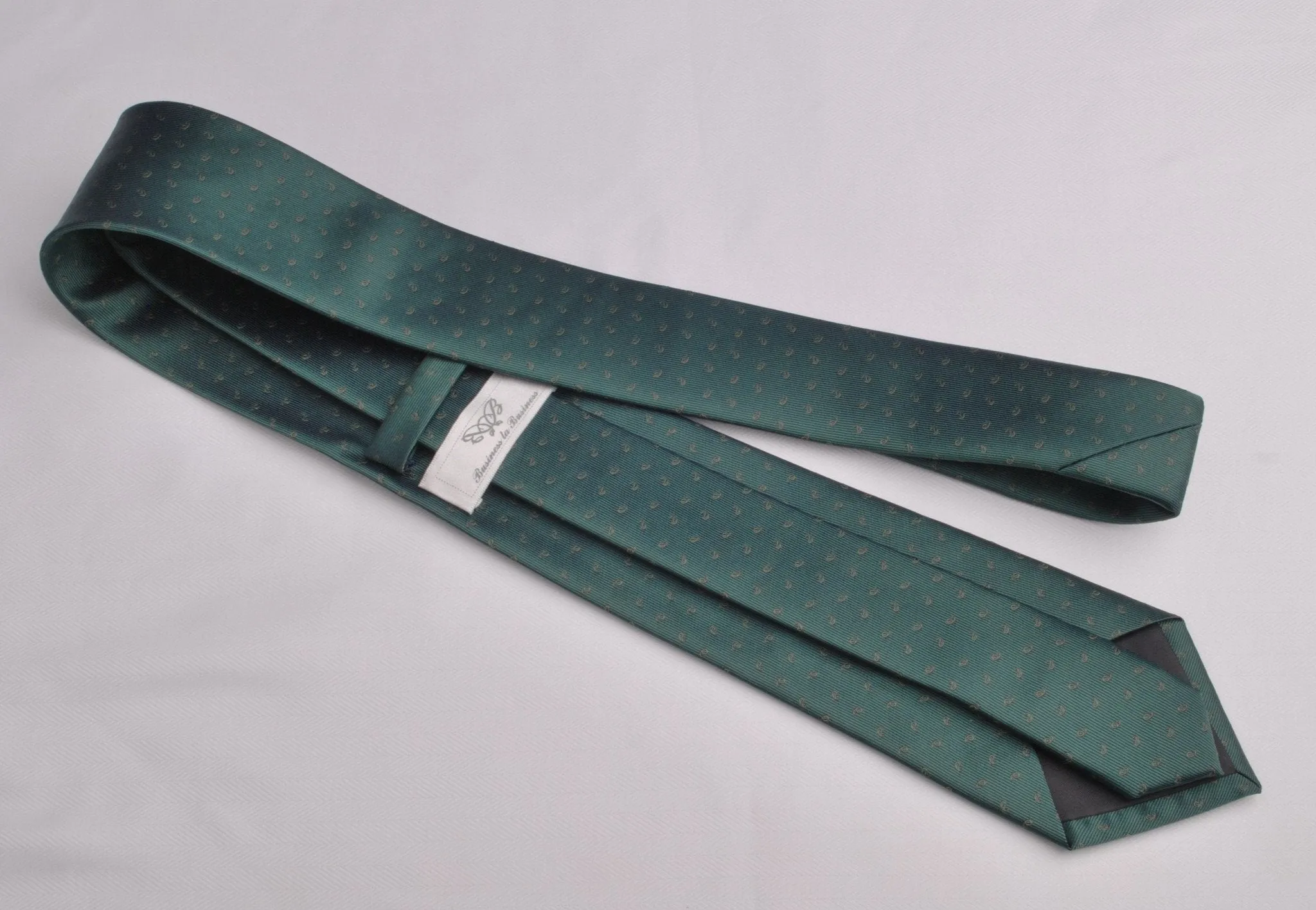 Forest Green Skinny Woven Tie with Paisley Floral Luxury Fashion 3"