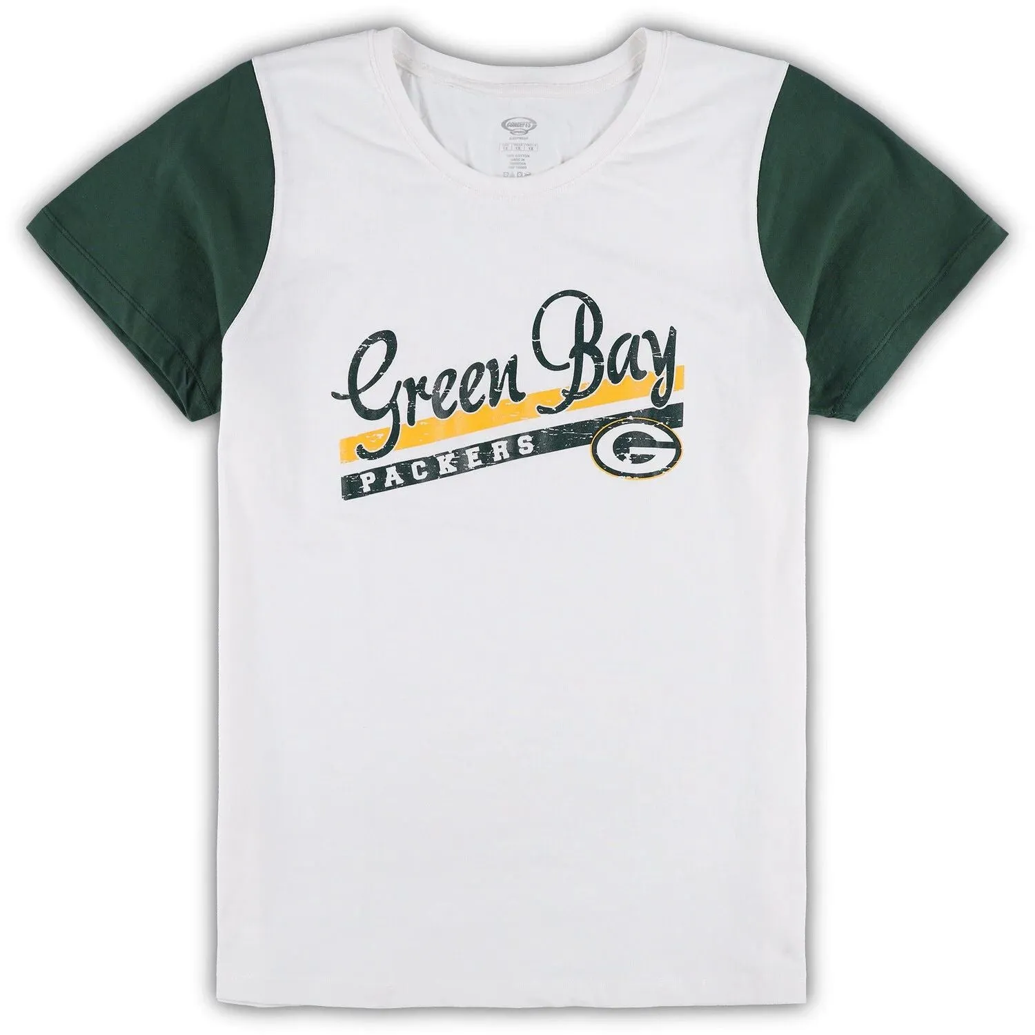 Green Bay Packers Women's White/Green Sports Kit T-shirt and shorts for downfield in large sizes, sleep set