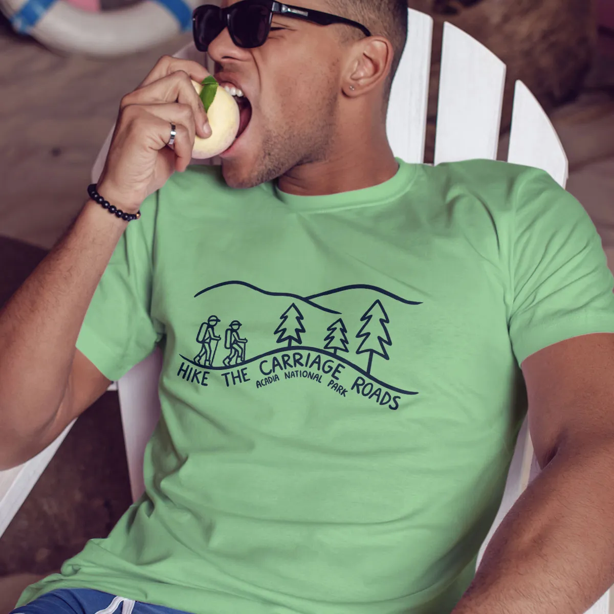Hike the Carriage Roads Acadia T-Shirt Adult Unisex, 100% Cotton, S-XXL, Acadia ME Tshirt