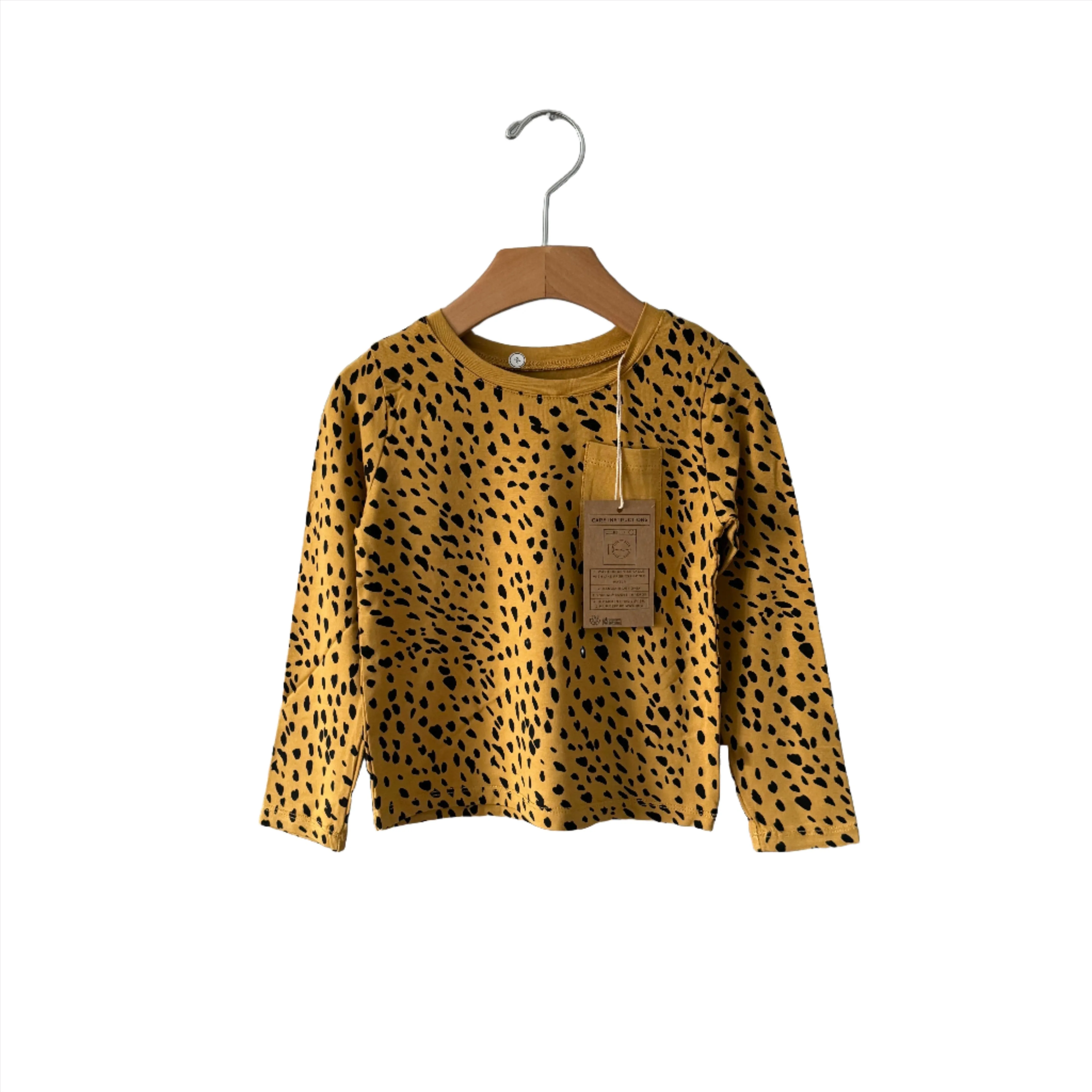 Kyte Baby / Long sleeve crew neck tee - Marigold Cheetah / 3T