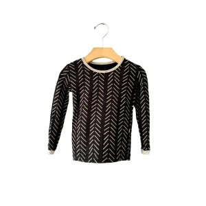 Kyte / Black x beige long sleeve top / 2T