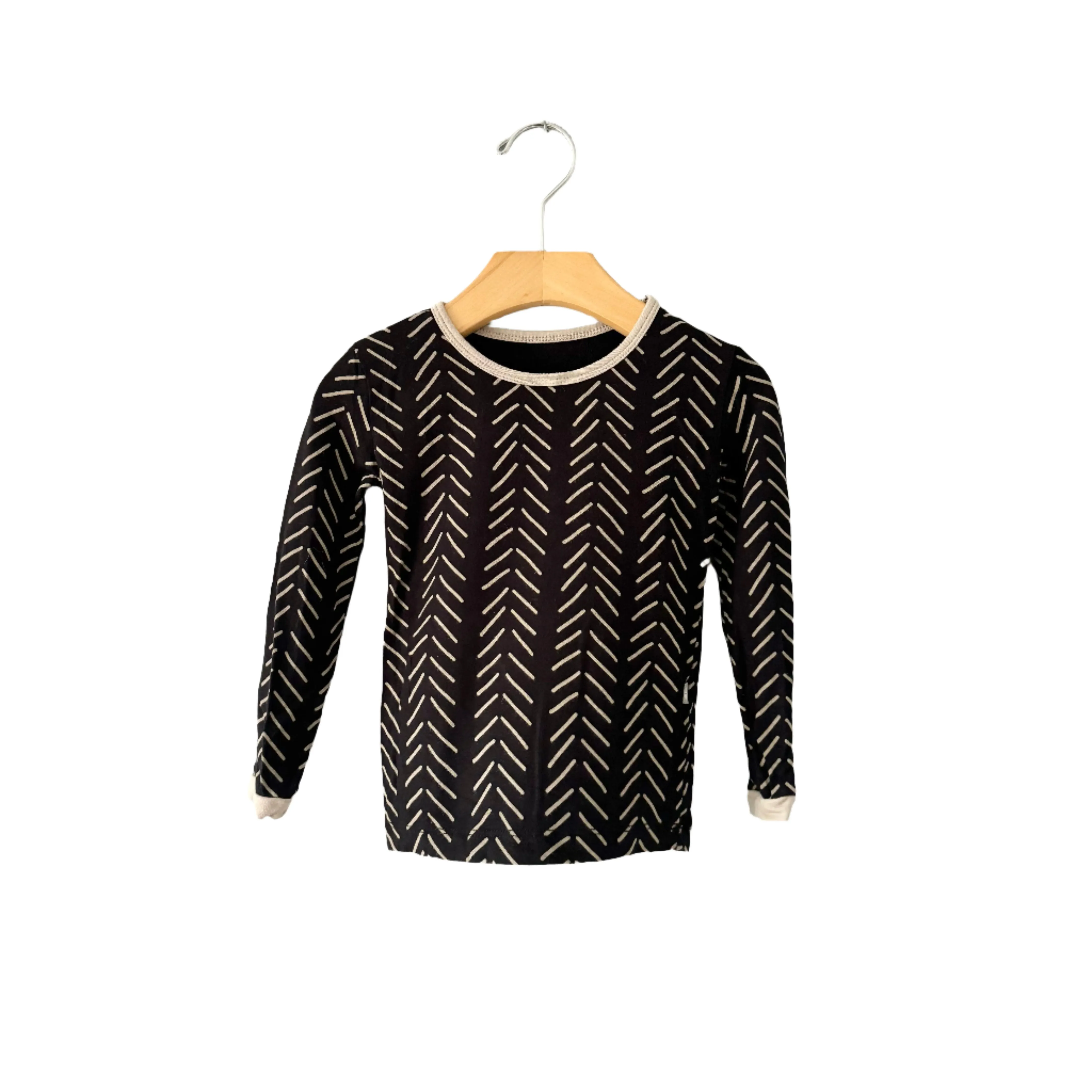 Kyte / Black x beige long sleeve top / 2T