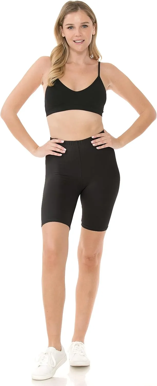 Leggings Depot High Waisted Buttery Soft Fashion Biker Shorts for Women (Available in Plus Size)