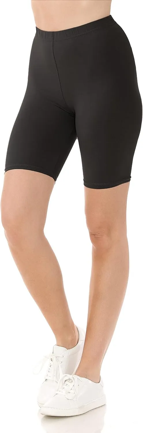 Leggings Depot High Waisted Buttery Soft Fashion Biker Shorts for Women (Available in Plus Size)