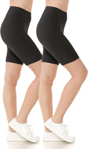 Leggings Depot High Waisted Buttery Soft Fashion Biker Shorts for Women (Available in Plus Size)