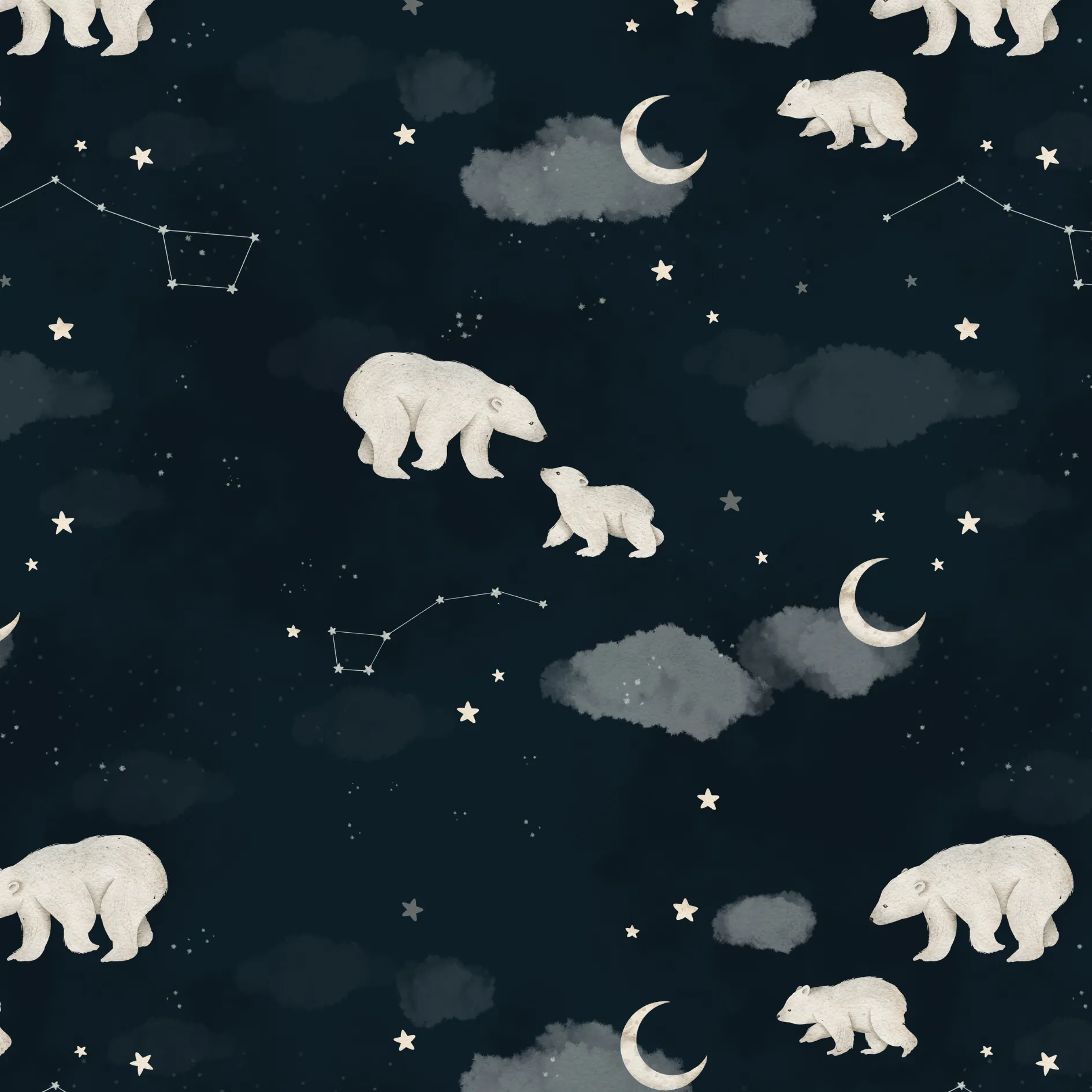 Long Sleeve Pocket Romper - Polar Bears