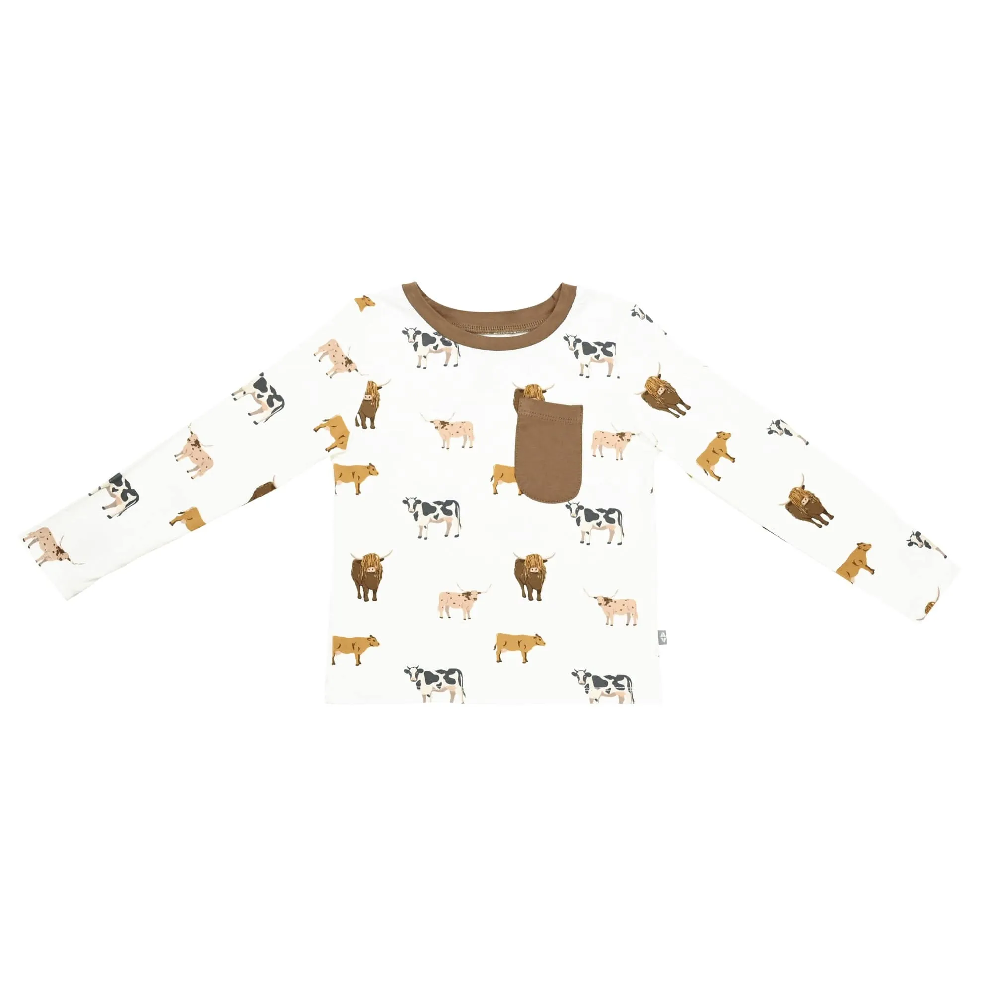 Long Sleeve Toddler Crew Neck Tee in Moo