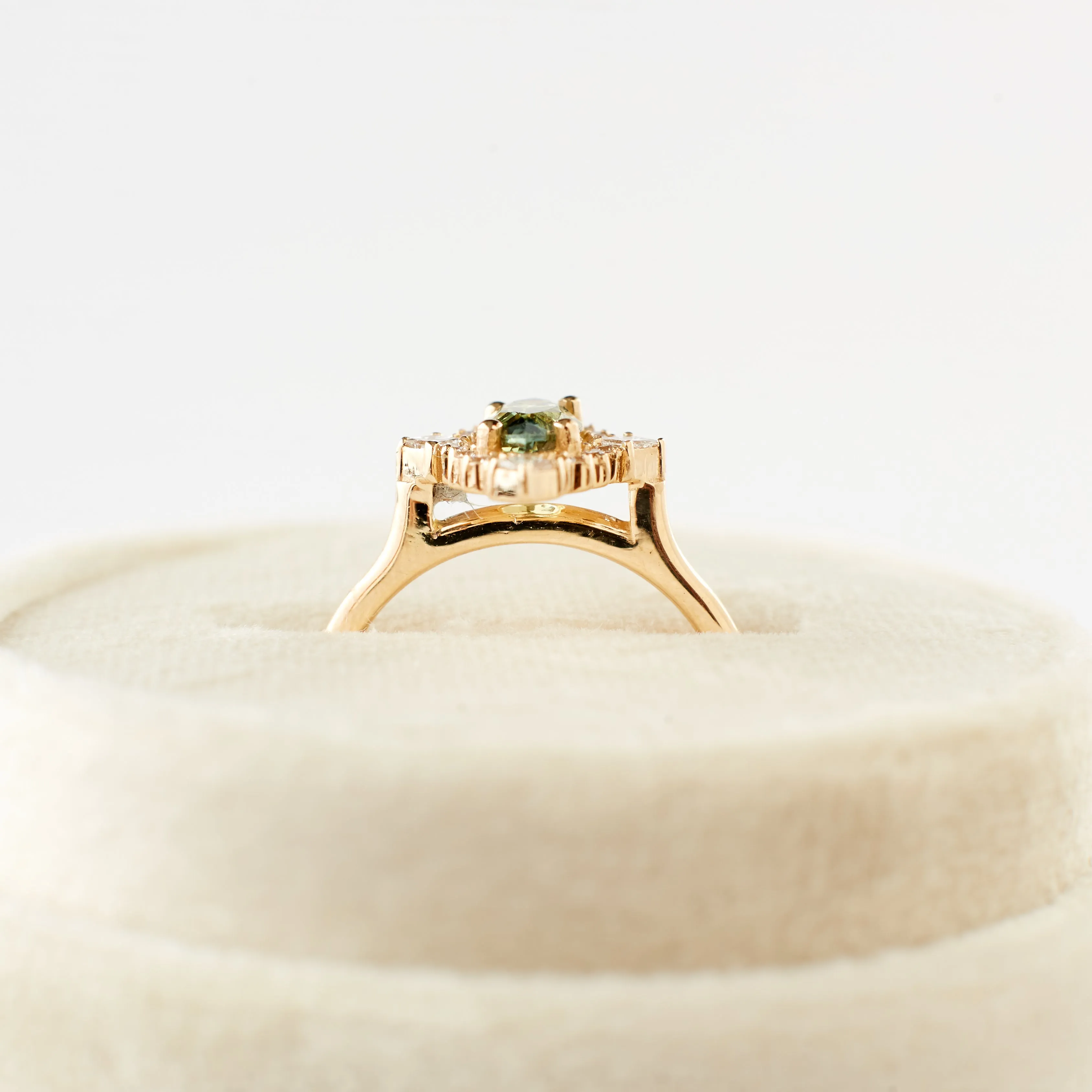 Marie Ring - .83 Carat Yellow Green Parti Sapphire