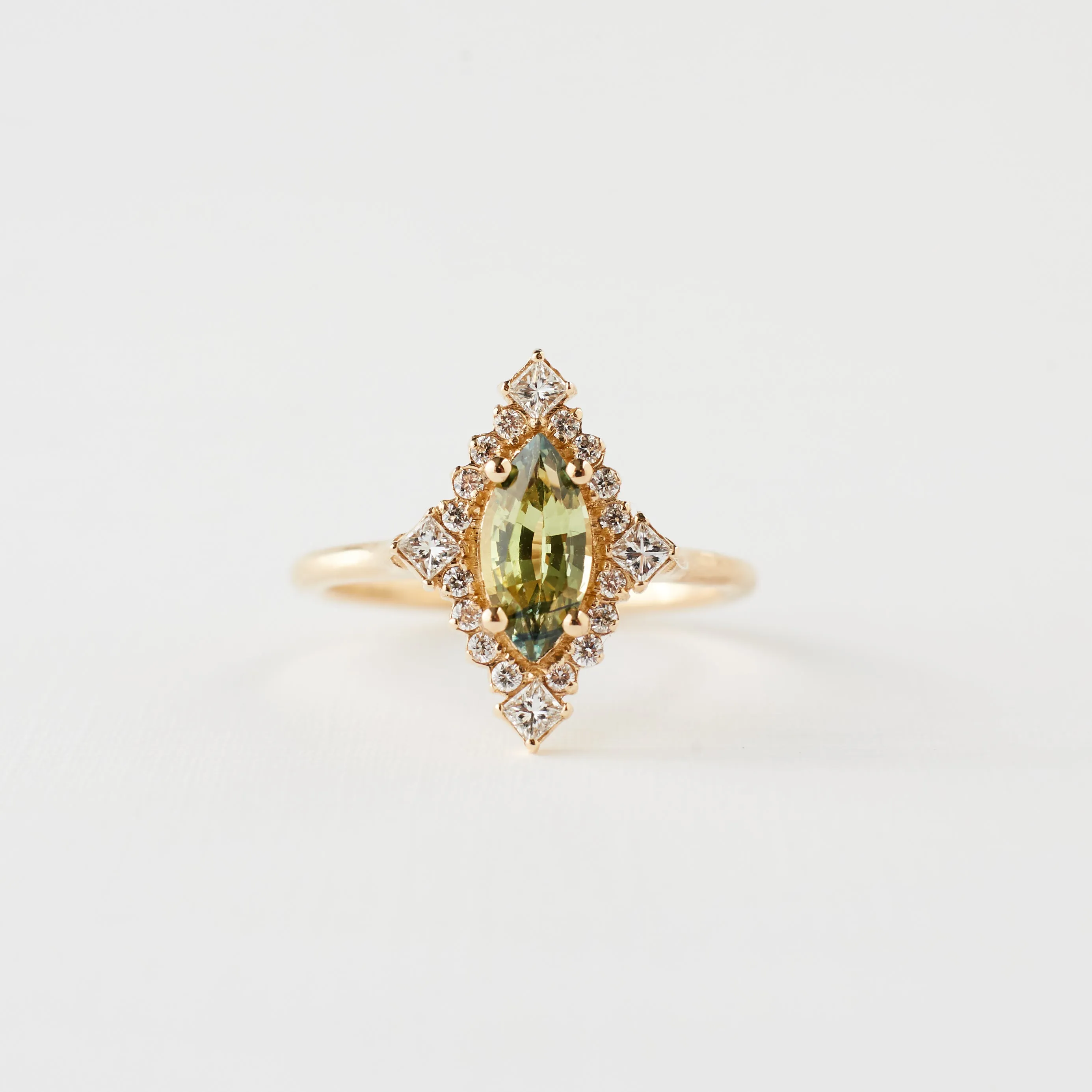 Marie Ring - .83 Carat Yellow Green Parti Sapphire