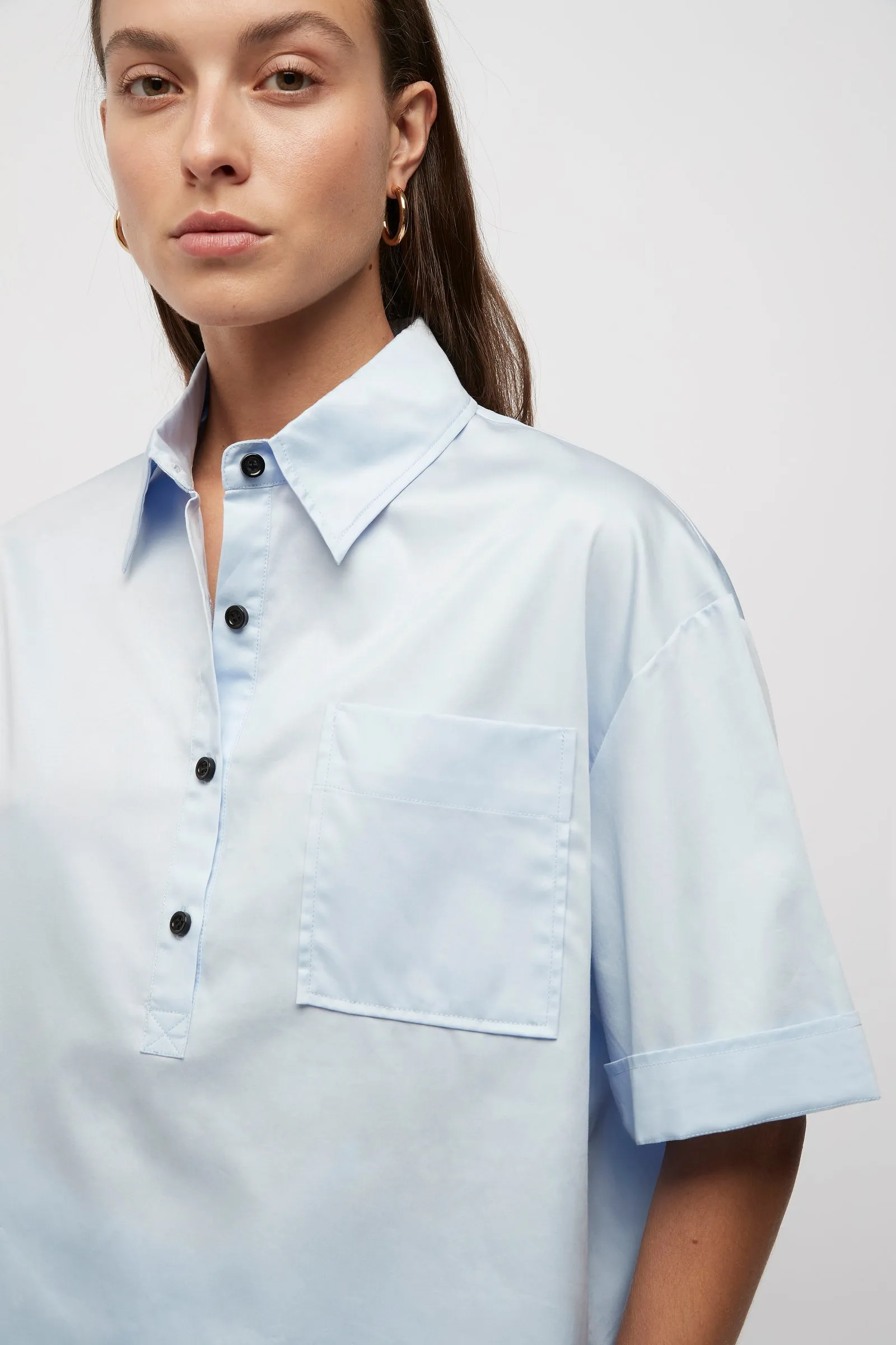 Marni Cropped Shirt in Sky