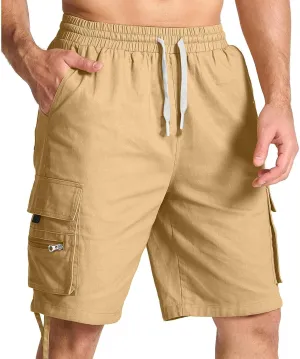 Men's Cargo Shorts Solid Color Casual Summer Bermuda Shorts Breathable Straight Leg Jogger Pants Outdoor Everyday Wear